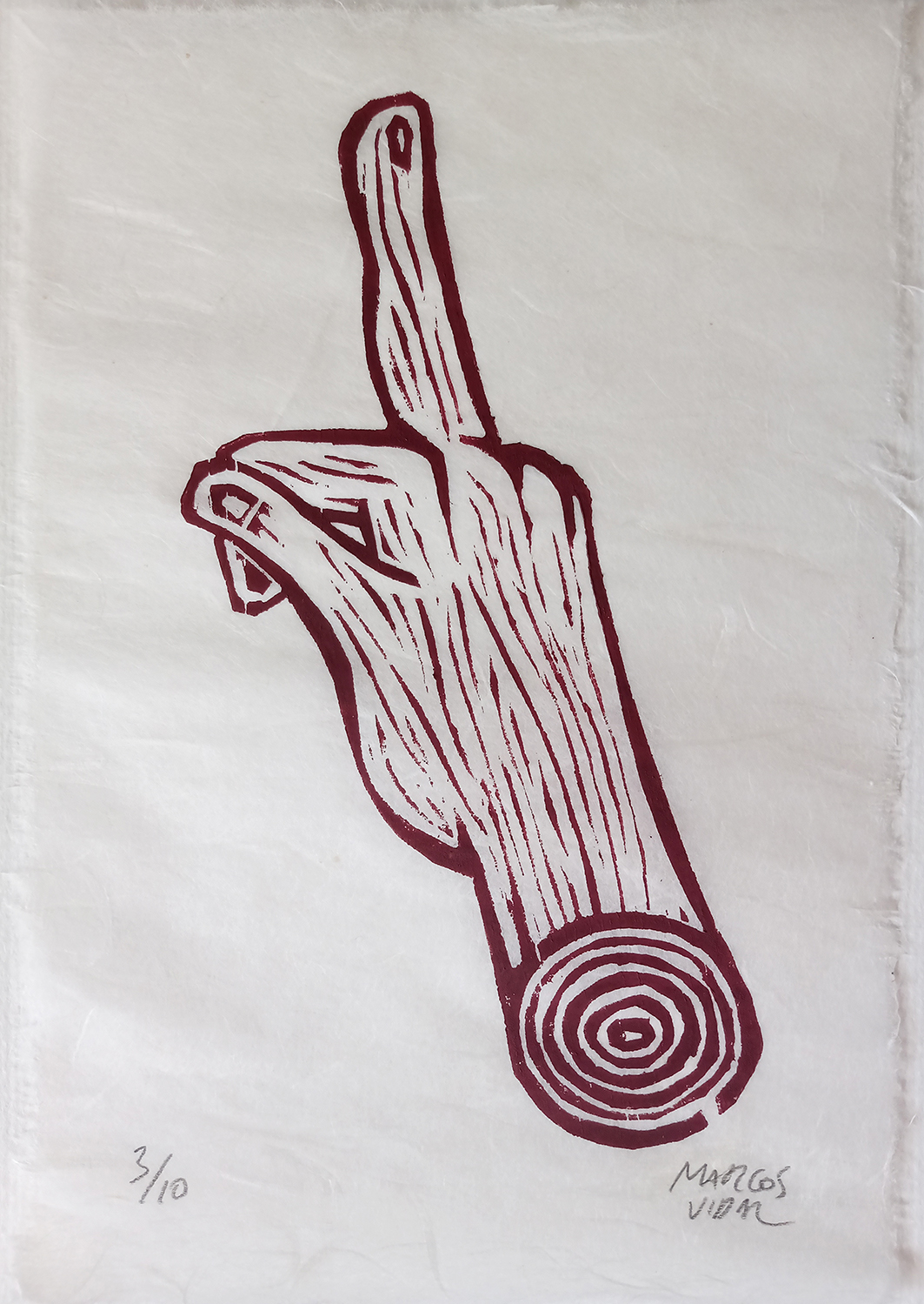 xilografía estampada a mano sobre papel japonés, 23 x 15 cms, 2022